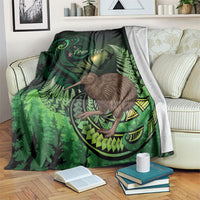 Kiwi New Zealand Personalised Blanket Aotearoa Map Silver Fern Koru Pattern