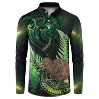 Kiwi New Zealand Personalised Button Sweatshirt Aotearoa Map Silver Fern Koru Pattern