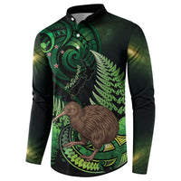 Kiwi New Zealand Personalised Button Sweatshirt Aotearoa Map Silver Fern Koru Pattern