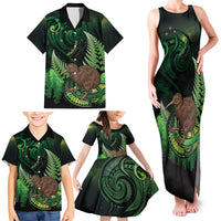 Kiwi New Zealand Personalised Family Matching Tank Maxi Dress and Hawaiian Shirt Aotearoa Map Silver Fern Koru Pattern LT22 - Polynesian Pride