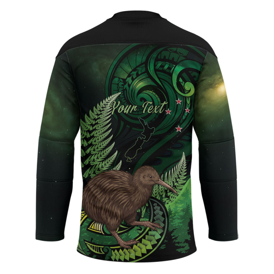 Kiwi New Zealand Personalised Hockey Jersey Aotearoa Map Silver Fern Koru Pattern