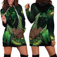 Kiwi New Zealand Personalised Hoodie Dress Aotearoa Map Silver Fern Koru Pattern LT22 - Polynesian Pride