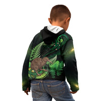 Kiwi New Zealand Personalised Kid Hoodie Aotearoa Map Silver Fern Koru Pattern