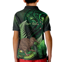 Kiwi New Zealand Personalised Kid Polo Shirt Aotearoa Map Silver Fern Koru Pattern