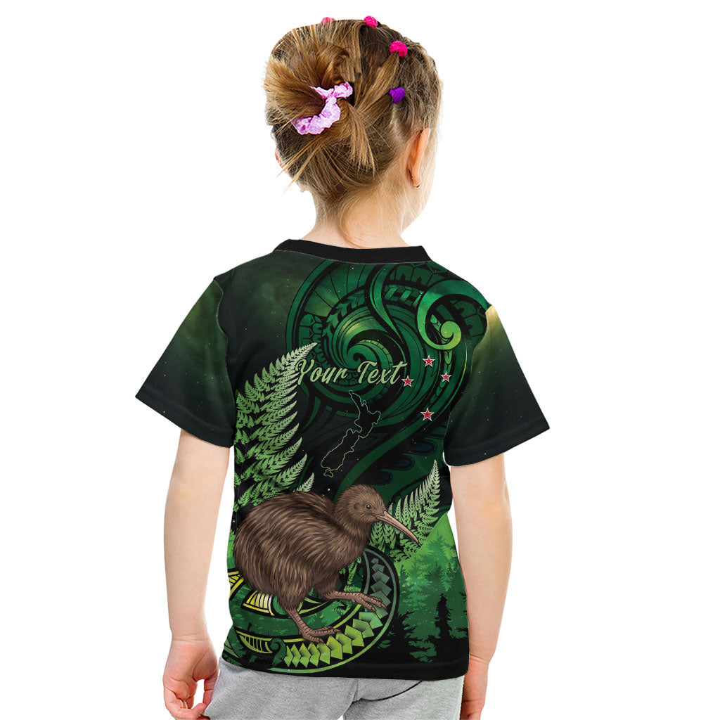 Kiwi New Zealand Personalised Kid T Shirt Aotearoa Map Silver Fern Koru Pattern LT22 - Polynesian Pride