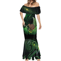 Kiwi New Zealand Personalised Mermaid Dress Aotearoa Map Silver Fern Koru Pattern