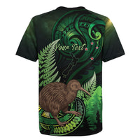 Kiwi New Zealand Personalised Rugby Jersey Aotearoa Map Silver Fern Koru Pattern
