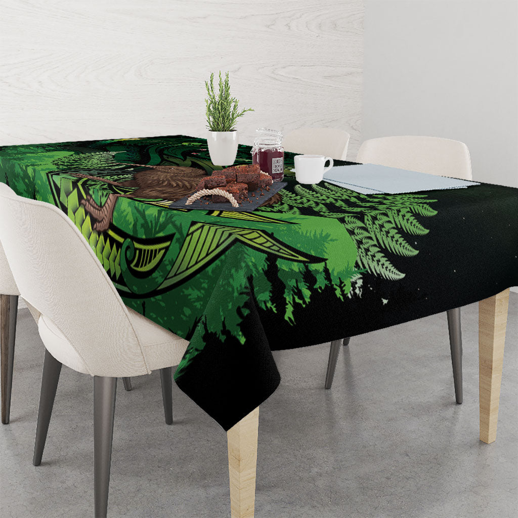 Kiwi New Zealand Personalised Tablecloth Aotearoa Map Silver Fern Koru Pattern