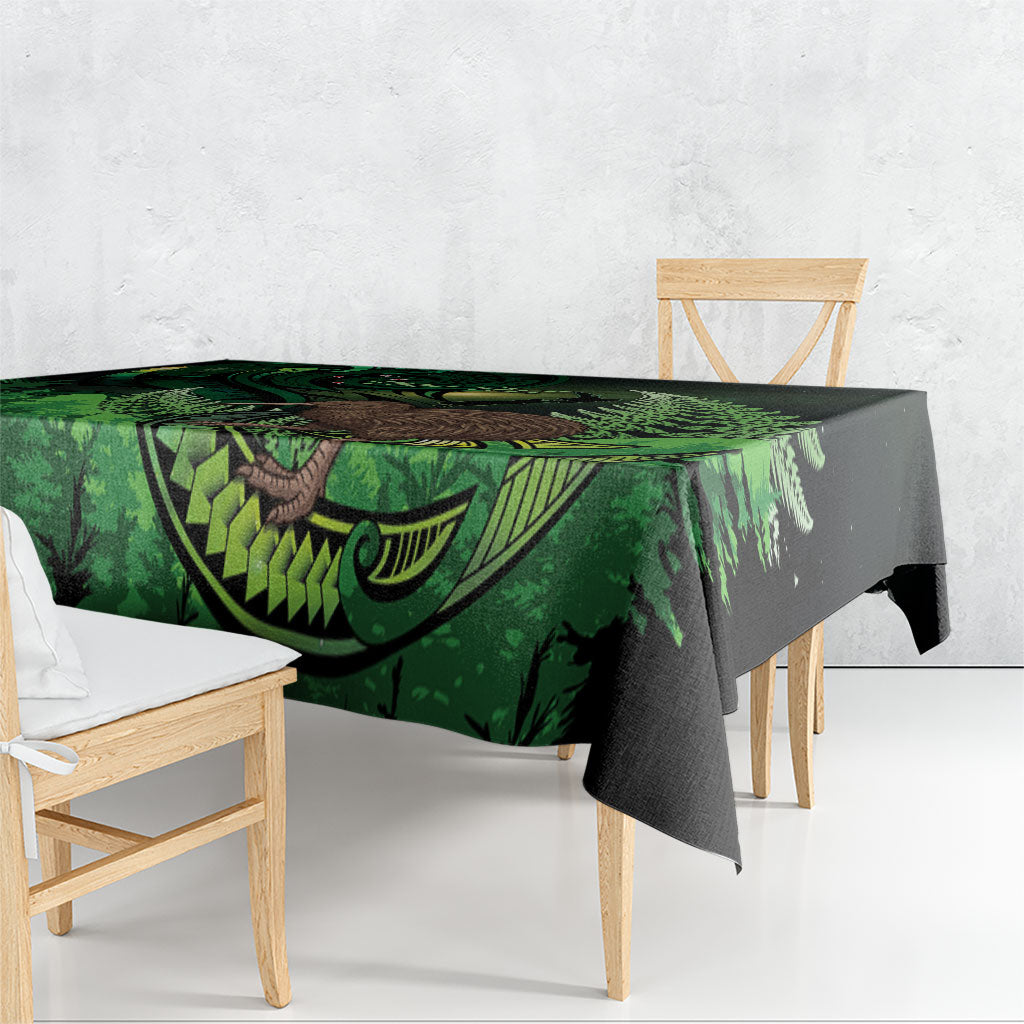 Kiwi New Zealand Personalised Tablecloth Aotearoa Map Silver Fern Koru Pattern