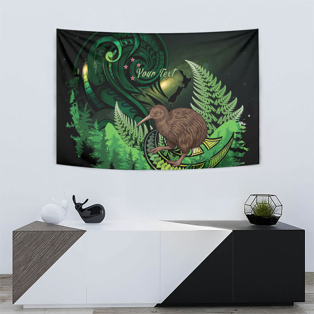 Kiwi New Zealand Personalised Tapestry Aotearoa Map Silver Fern Koru Pattern