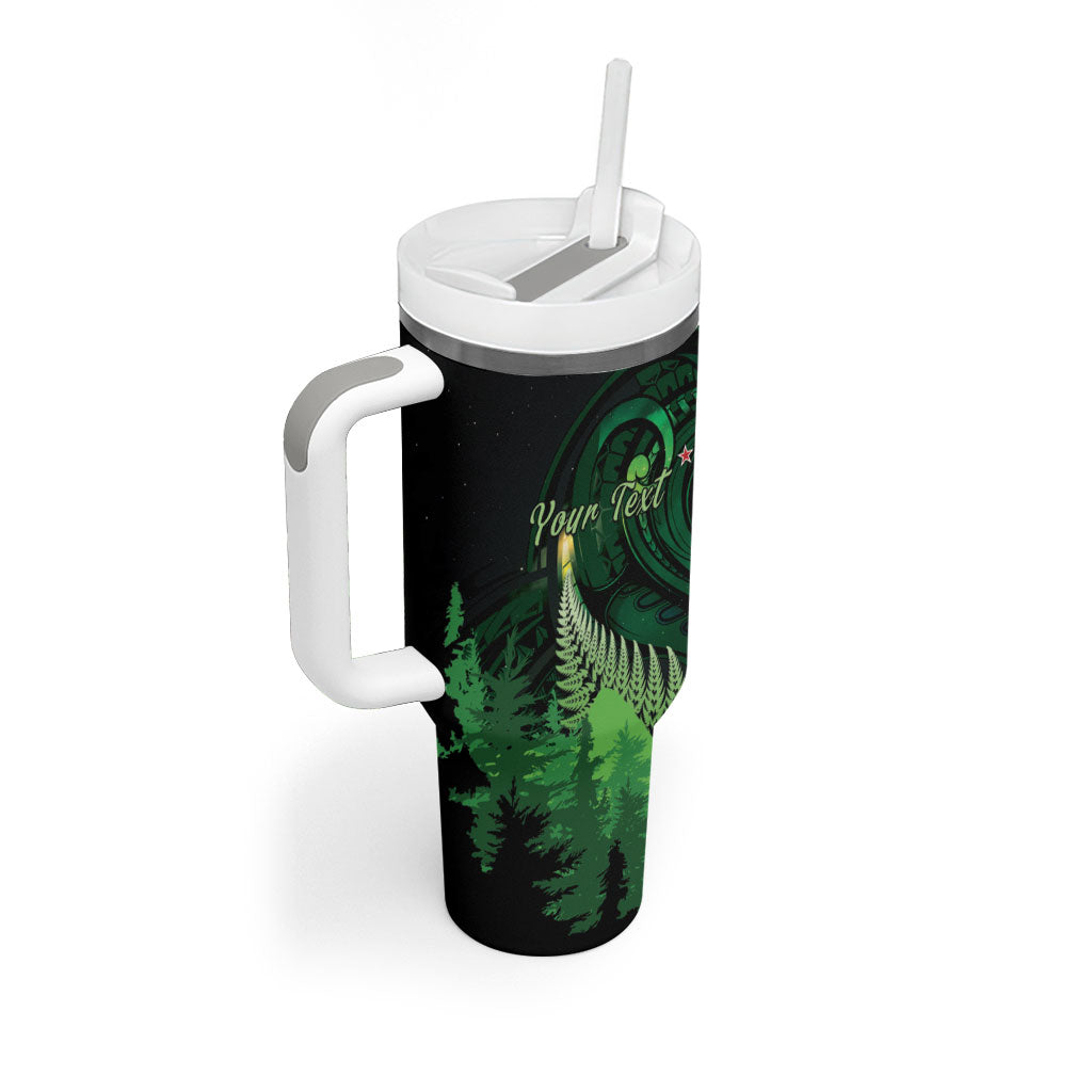 Kiwi New Zealand Personalised Tumbler With Handle Aotearoa Map Silver Fern Koru Pattern LT22 - Polynesian Pride