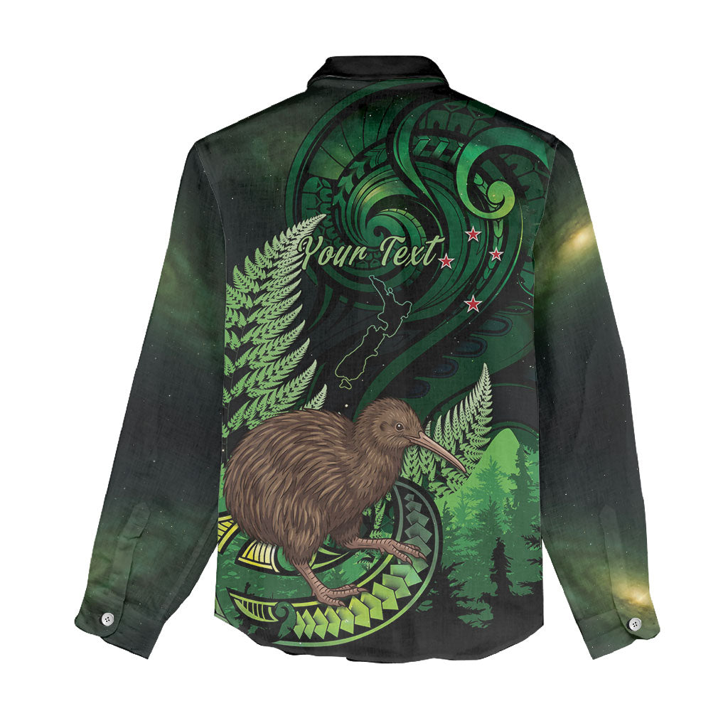 Kiwi New Zealand Personalised Women Casual Shirt Aotearoa Map Silver Fern Koru Pattern LT22 - Polynesian Pride