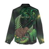 Kiwi New Zealand Personalised Women Casual Shirt Aotearoa Map Silver Fern Koru Pattern LT22 - Polynesian Pride