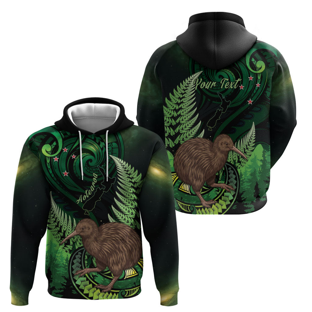 Kiwi New Zealand Personalised Zip Hoodie Aotearoa Map Silver Fern Koru Pattern LT22 - Polynesian Pride