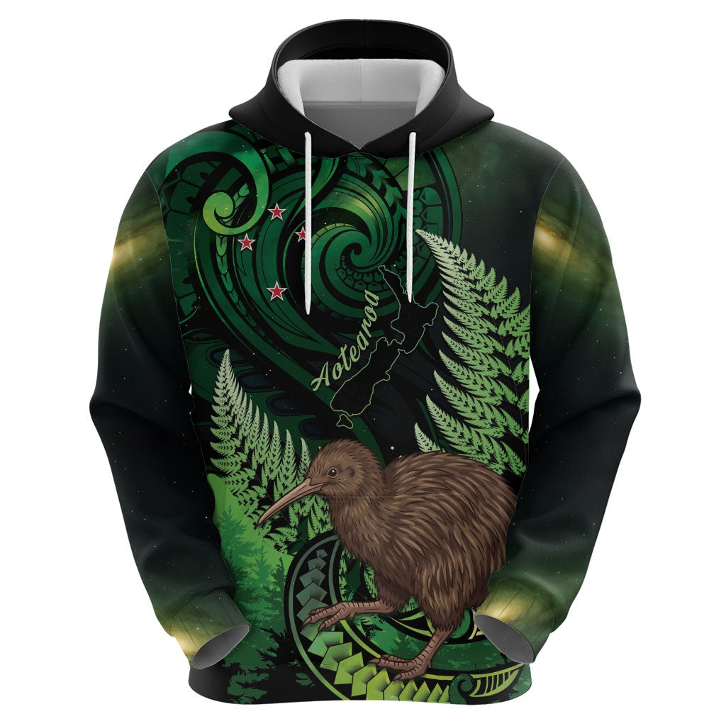 Kiwi New Zealand Personalised Zip Hoodie Aotearoa Map Silver Fern Koru Pattern LT22 - Polynesian Pride