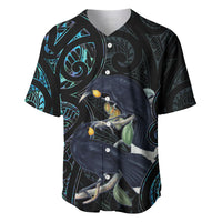 New Zealand Huia Bird Baseball Jersey Paua Shell Maori Pattern
