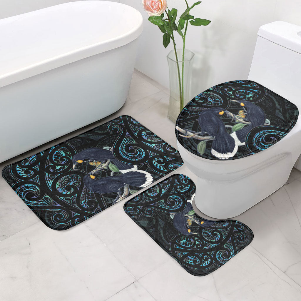 New Zealand Huia Bird Bathroom Set Paua Shell Maori Pattern