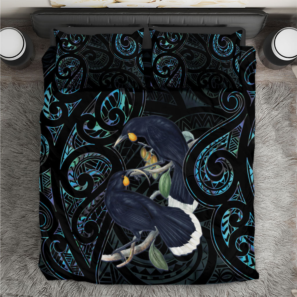 New Zealand Huia Bird Bedding Set Paua Shell Maori Pattern