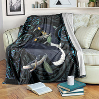 New Zealand Huia Bird Blanket Paua Shell Maori Pattern