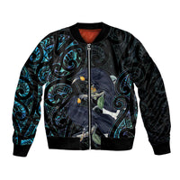 New Zealand Huia Bird Bomber Jacket Paua Shell Maori Pattern