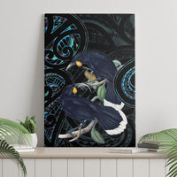 New Zealand Huia Bird Canvas Wall Art Paua Shell Maori Pattern