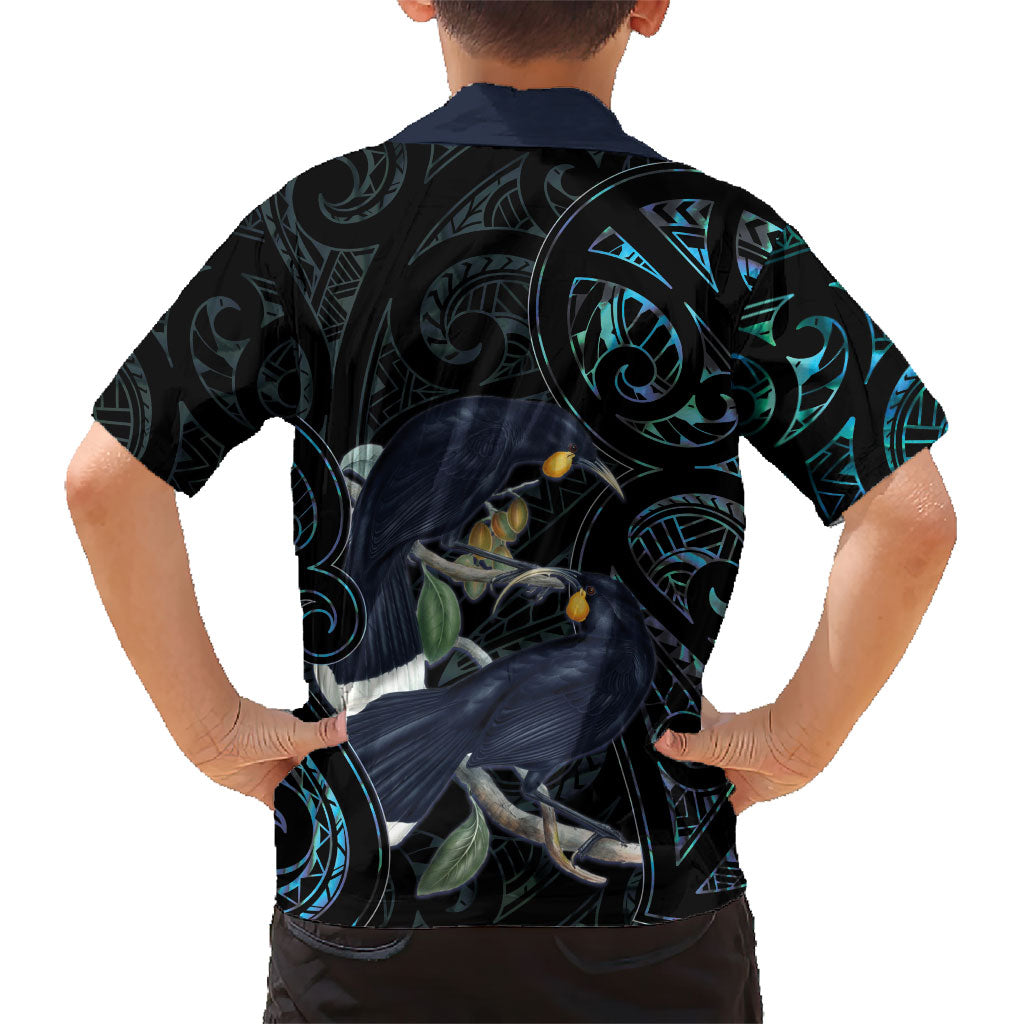 New Zealand Huia Bird Family Matching Mermaid Dress and Hawaiian Shirt Paua Shell Maori Pattern