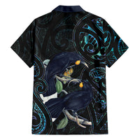 New Zealand Huia Bird Family Matching Off Shoulder Maxi Dress and Hawaiian Shirt Paua Shell Maori Pattern