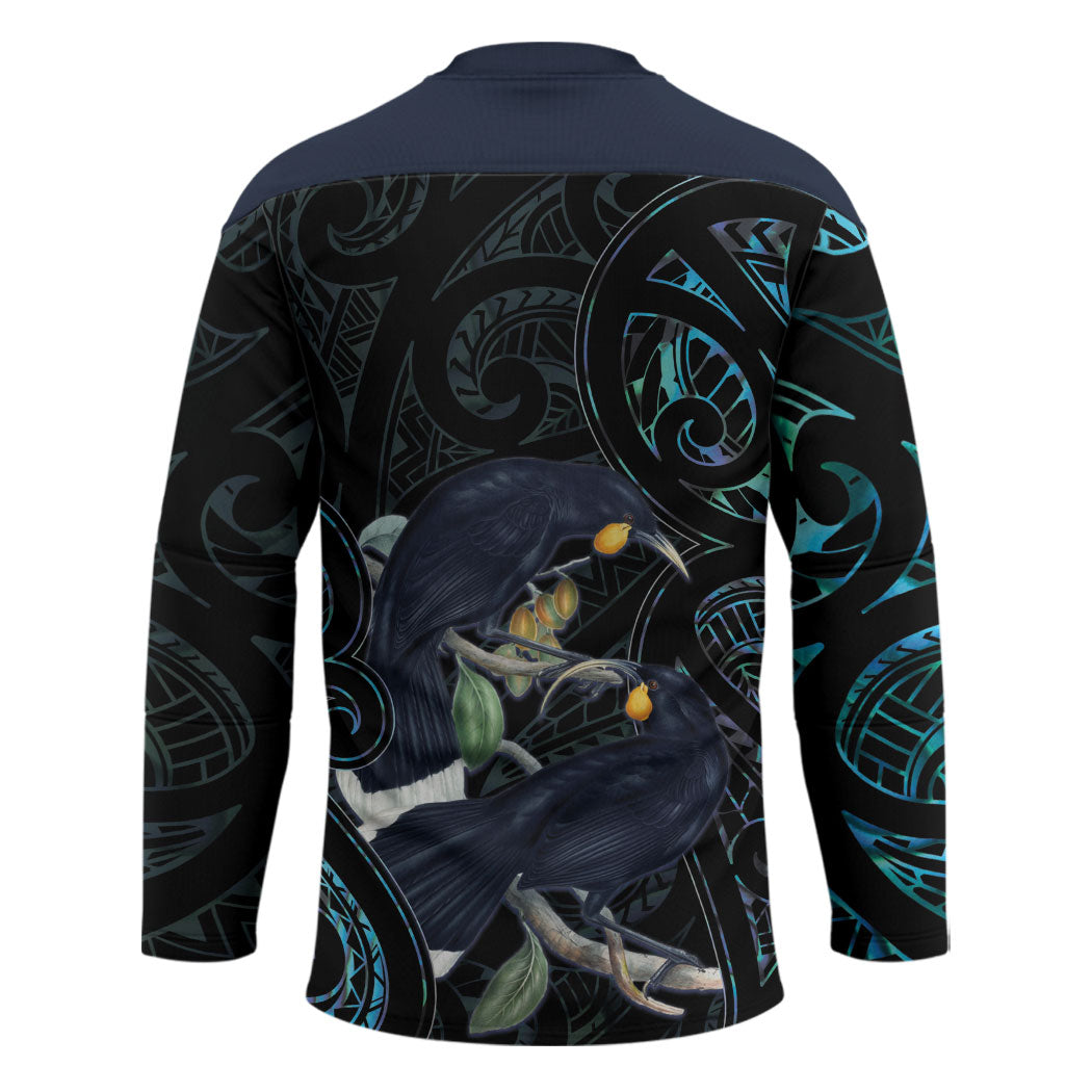 New Zealand Huia Bird Hockey Jersey Paua Shell Maori Pattern