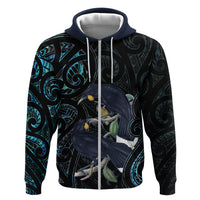 New Zealand Huia Bird Hoodie Paua Shell Maori Pattern