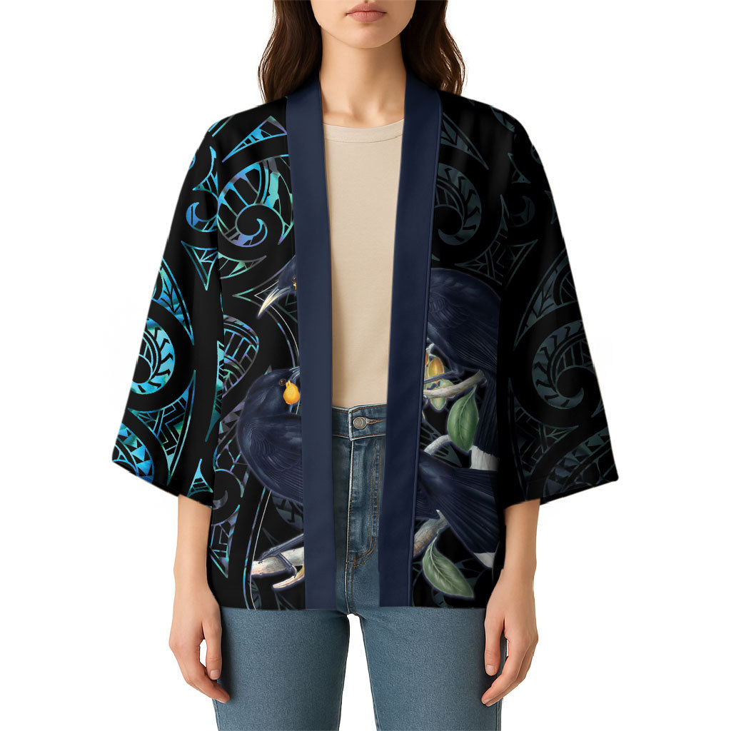 New Zealand Huia Bird Kimono Paua Shell Maori Pattern