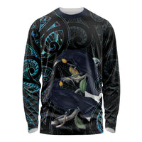 New Zealand Huia Bird Long Sleeve Shirt Paua Shell Maori Pattern