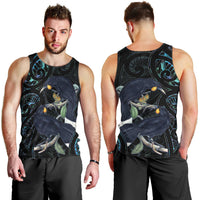 New Zealand Huia Bird Men Tank Top Paua Shell Maori Pattern