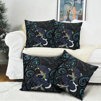 New Zealand Huia Bird Pillow Cover Paua Shell Maori Pattern
