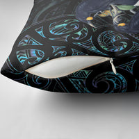 New Zealand Huia Bird Pillow Cover Paua Shell Maori Pattern