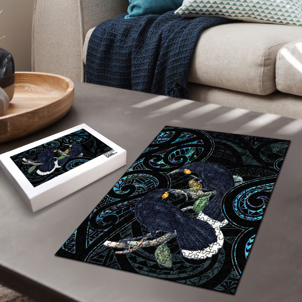 New Zealand Huia Bird Puzzle Paua Shell Maori Pattern