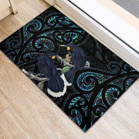 New Zealand Huia Bird Rubber Doormat Paua Shell Maori Pattern