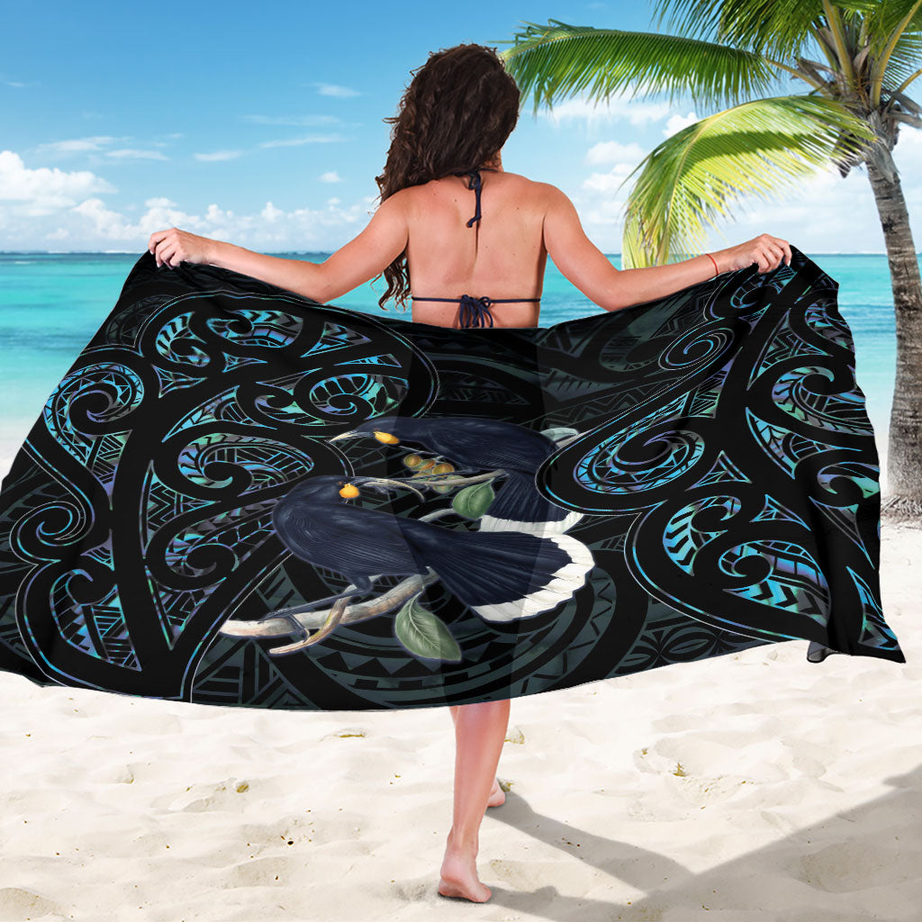 New Zealand Huia Bird Sarong Paua Shell Maori Pattern