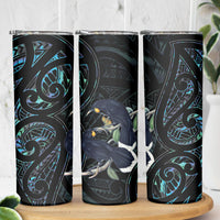 New Zealand Huia Bird Skinny Tumbler Paua Shell Maori Pattern