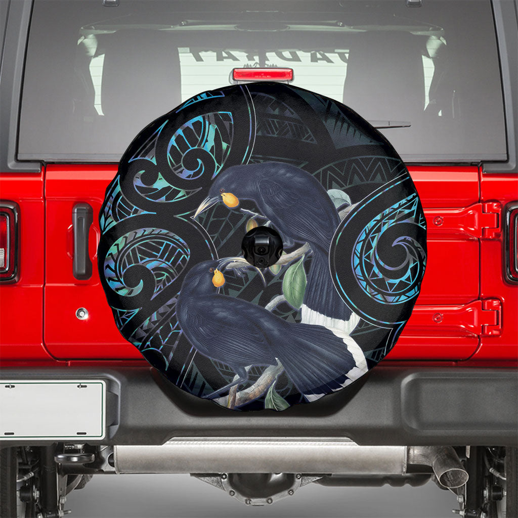 New Zealand Huia Bird Spare Tire Cover Paua Shell Maori Pattern