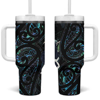 New Zealand Huia Bird Tumbler With Handle Paua Shell Maori Pattern