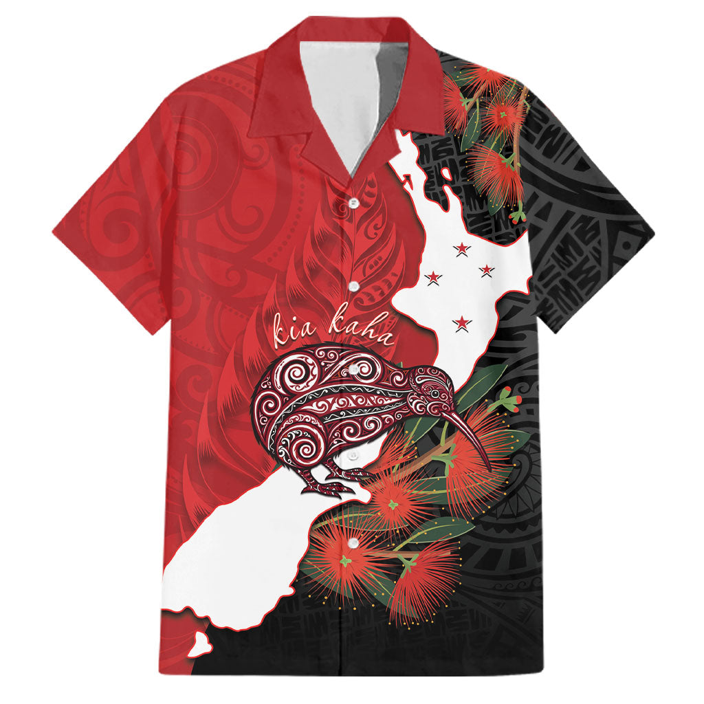 Kiwi New Zealand Personalised Family Matching Off Shoulder Maxi Dress and Hawaiian Shirt NZ Map Pohutukawa Fern Maori Pattern