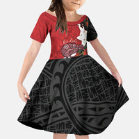Kiwi New Zealand Personalised Family Matching Tank Maxi Dress and Hawaiian Shirt NZ Map Pohutukawa Fern Maori Pattern