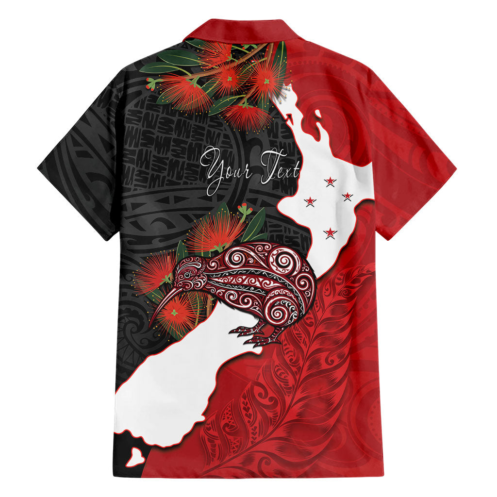 Kiwi New Zealand Personalised Hawaiian Shirt NZ Map Pohutukawa Fern Maori Pattern LT22 - Polynesian Pride