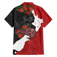 Kiwi New Zealand Personalised Hawaiian Shirt NZ Map Pohutukawa Fern Maori Pattern LT22 - Polynesian Pride
