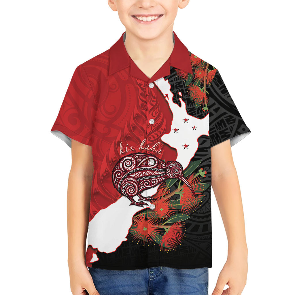 Kiwi New Zealand Personalised Hawaiian Shirt NZ Map Pohutukawa Fern Maori Pattern LT22 - Polynesian Pride