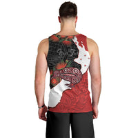 Kiwi New Zealand Personalised Men Tank Top NZ Map Pohutukawa Fern Maori Pattern