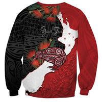 Kiwi New Zealand Personalised Sweatshirt NZ Map Pohutukawa Fern Maori Pattern