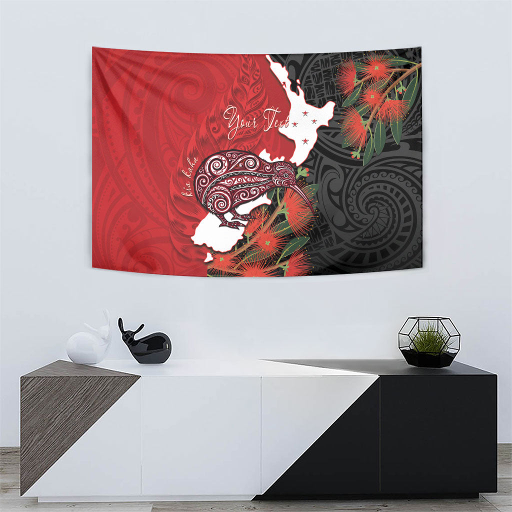Kiwi New Zealand Personalised Tapestry NZ Map Pohutukawa Fern Maori Pattern LT22 - Polynesian Pride
