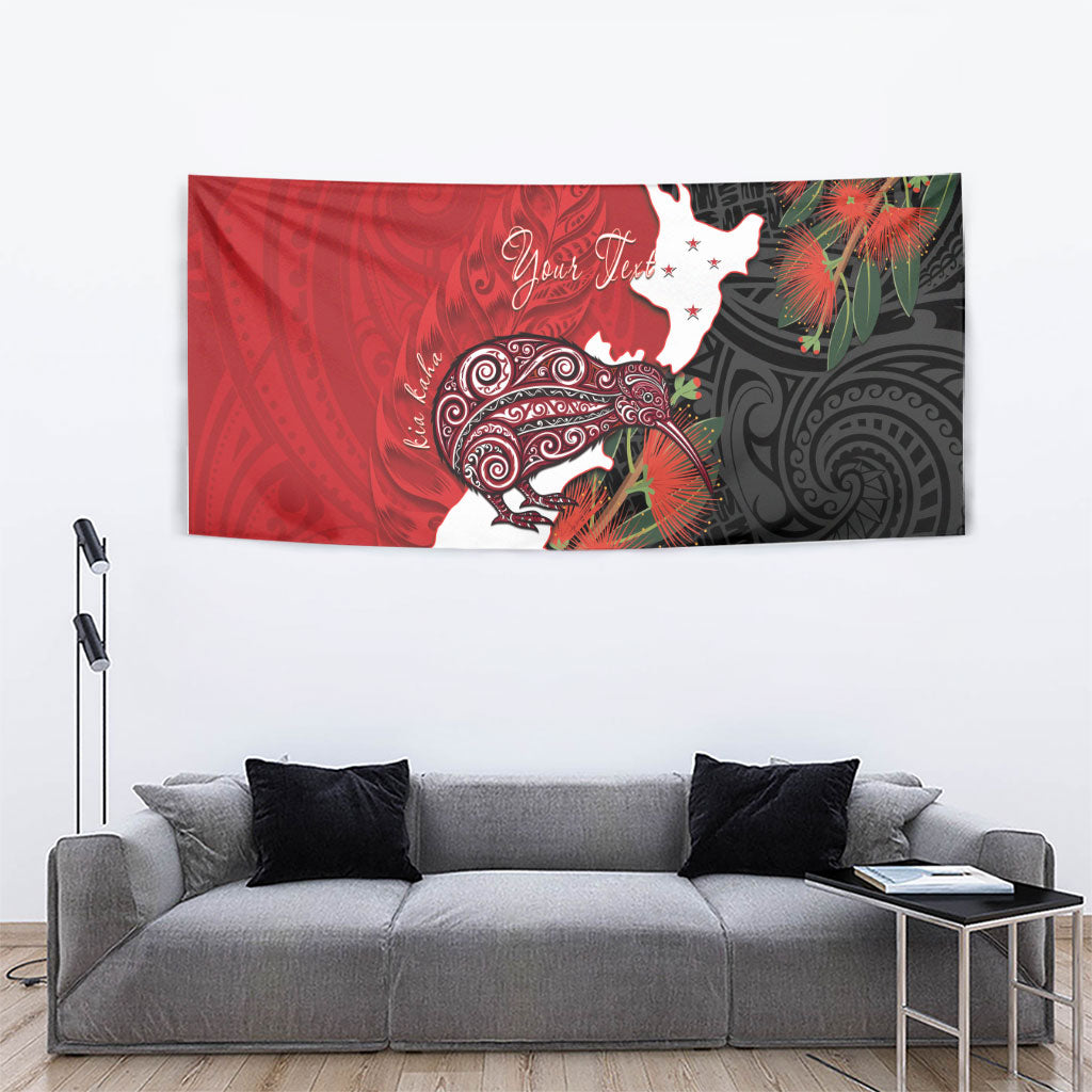 Kiwi New Zealand Personalised Tapestry NZ Map Pohutukawa Fern Maori Pattern LT22 - Polynesian Pride