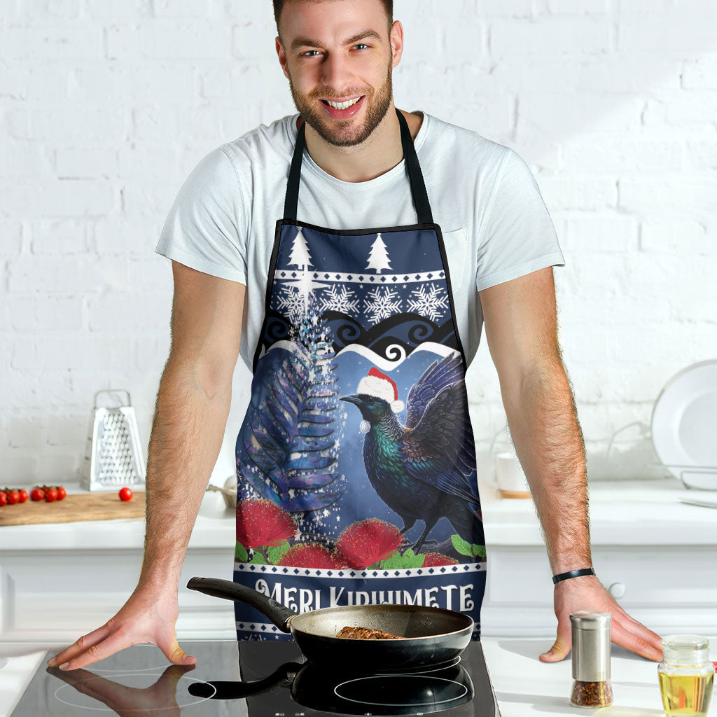 New Zealand Tui Bird Christmas Apron Pohutukawa Xmas Tree Meri Kirihimete